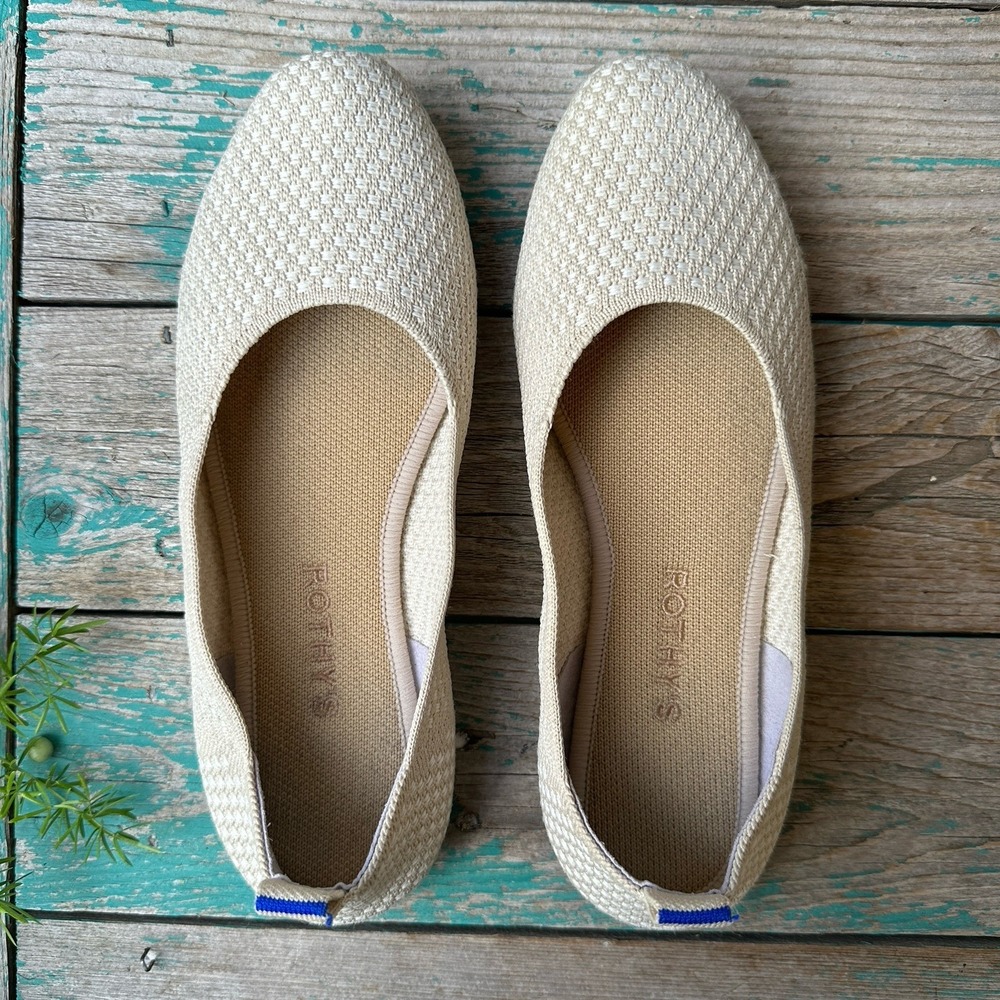 Rothy's The Flat Knit Ballet Slip On Shoes Women's Size 8 US Honeycomb Salt